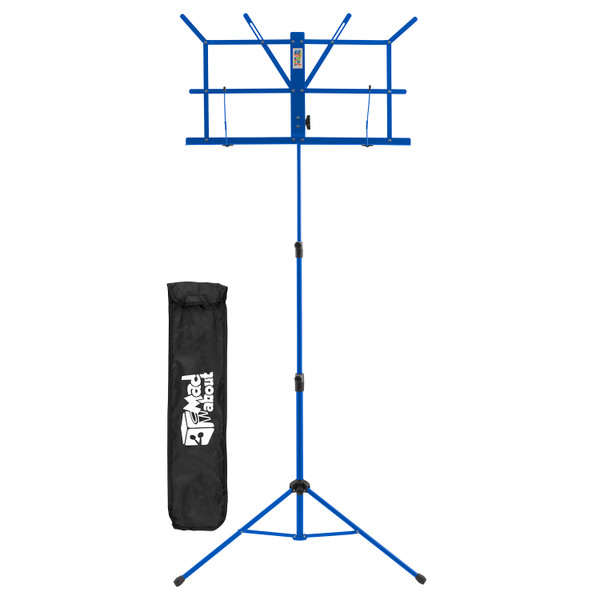 Mad About Easy Folding Portable Metal Sheet Music Stand with Carry Bag - Blue