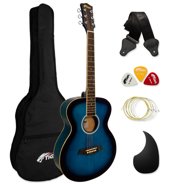 Tiger ACG2-BL Full-size Acoustic Steel-string Guitar Pack for Beginners - Blue