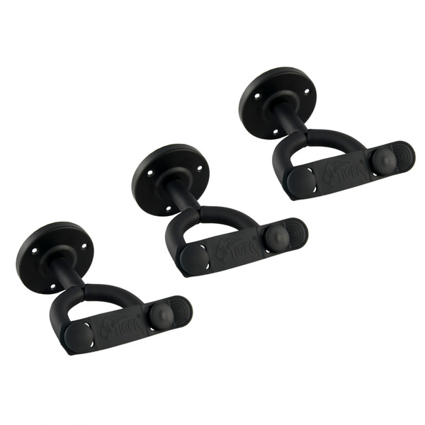 Tiger Pack of 3 Guitar Wall Hangers-Secure Wall Hooks for Guitar