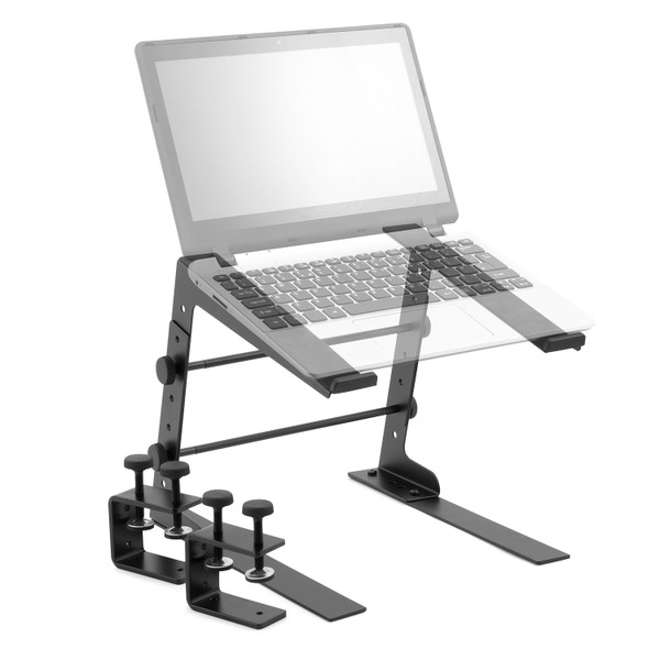 Laptop/DJ Stand - Clamps & Foam Base, Adjustable Height - Tiger