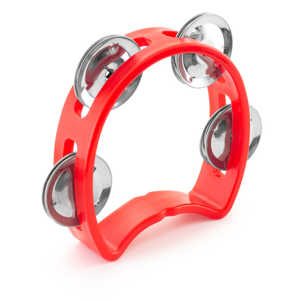 Tiger Mini Kids Half Moon Tambourine - Childrens Tambourine with Jingles - Red