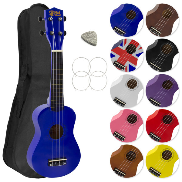 Mad About Soprano Beginners Ukulele with Bag, Pick & Carbon Strings - Blue