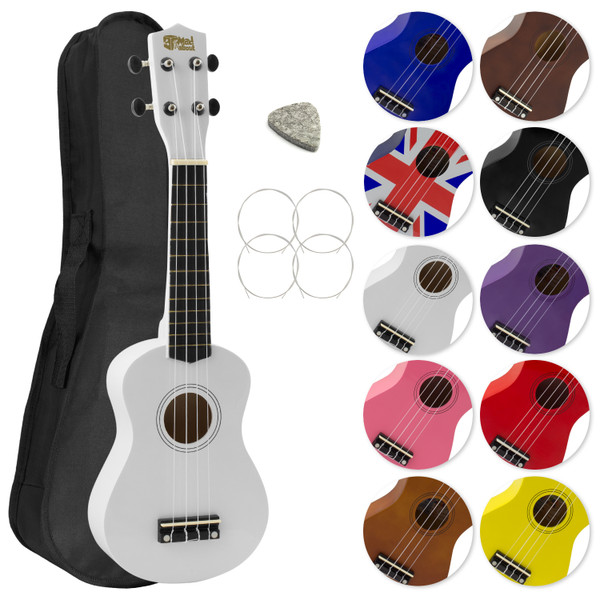 Mad About Soprano Beginners Ukulele with Bag, Pick & Carbon Strings - White