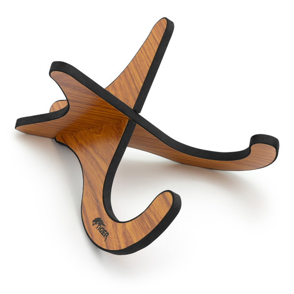 TIGER Wooden Ukulele, Mandolin, Banjo and Violin X-Frame Stand - Woodgrain