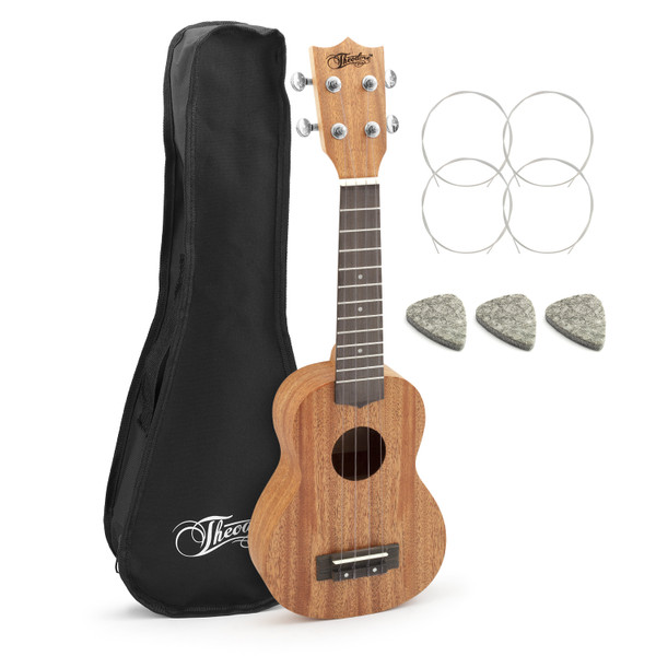 Theodore Soprano Ukulele with Gig Bag, Felt Pick & Spare Strings