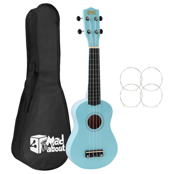 Mad About Soprano Beginners Ukulele with Bag, Pick & Carbon Strings - Light Blue