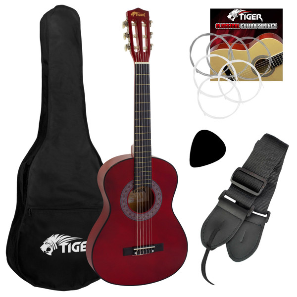 Tiger Childrens 1/2 Size Classical Guitar Package - Red