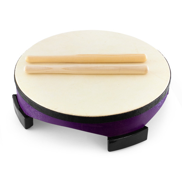 World Rhythm FD-10 10" Wooden Floor Drum with Rubber Feet and 2 Beaters for Children
