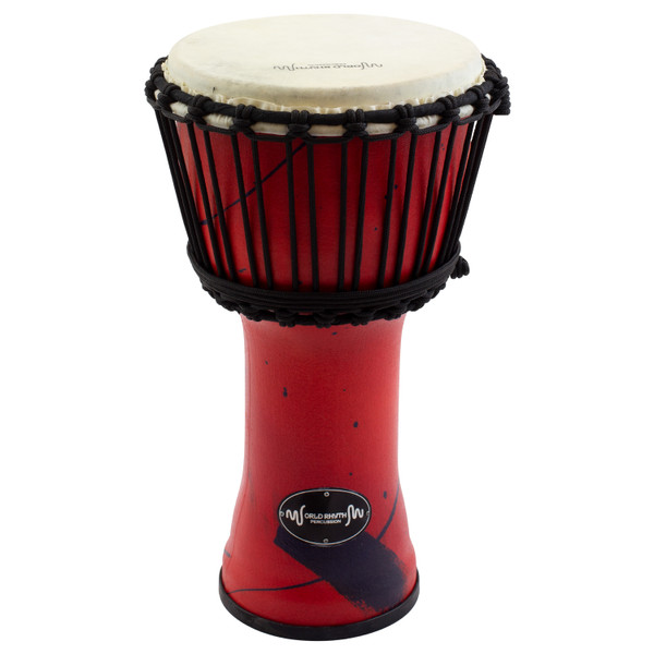 World Rhythm 8 Inch Rope Tuned Djembe Drum - Red African Synthetic Hand Drum