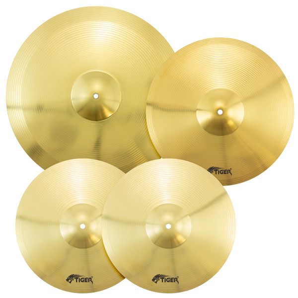 Tiger TDA7-BR Drum Cymbal Set - 14" Hi-Hats, 16" Crash, 20" Ride Cymbals