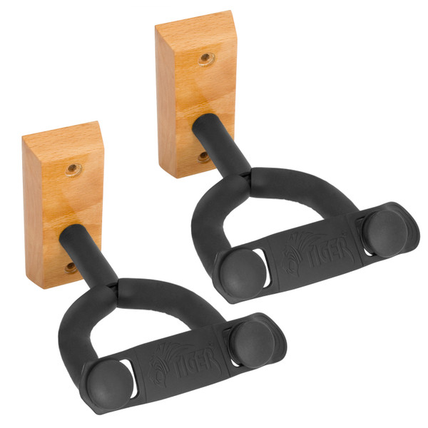 Tiger Wooden Guitar Wall Mount for Acoustic, Electric Bass Classic Guitar 2 Pack