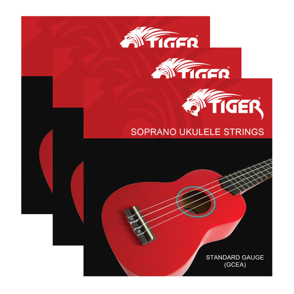 Tiger UAC14-3 Soprano Ukulele Strings - 3 Sets of Standard Gauge Nylon Strings