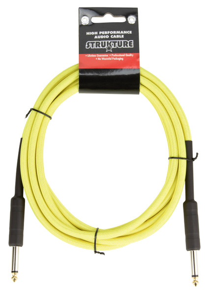 10ft Instrument Cable, 6mm Woven - Hi-Viz Yellow