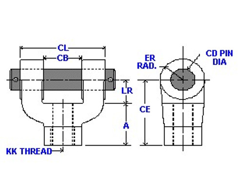 Steel Rod Clevis Dimensional Print