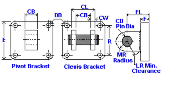 Clevis Mounting Bracket Dimensional Print