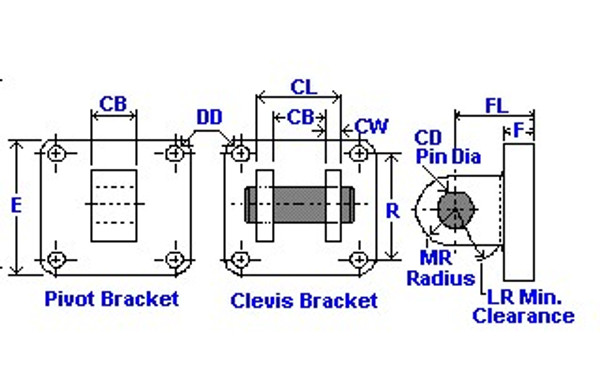 Clevis Mounting Bracket Dimensional Print