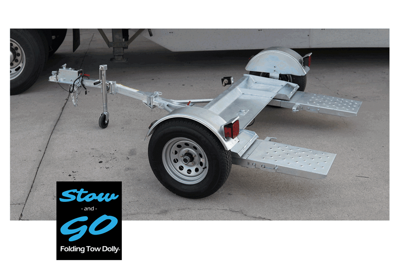 Galvanized Stow and Go Folding Car Tow Dolly with Surge Brakes