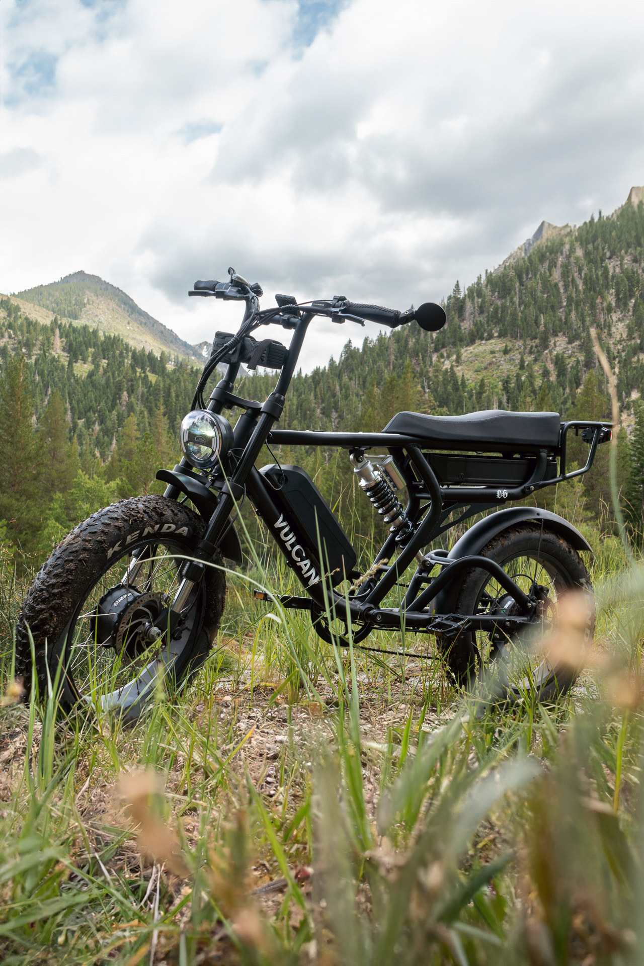 Adventure ebike in a beautiful mountainous terrain