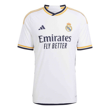 ADIDAS Men White H LS Real Madrid F.C. Printed Polo Collar Jersey