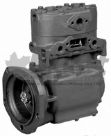 Reman TF-500 Detroit air brake compressor, water-cooled, engine-driven, left-side inlet and outlet, for Detroit Diesel engines and heavy-duty trucks.