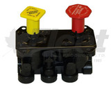 065160 dash valve with auxiliary port for air brake systems, manual push-pull control, 1/4" ports, dual brake function