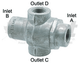 280809 double check valve for truck/trailer air brake systems, 3/8" npt ports, horizontal mount, prevents backflow, oem compliant