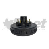 FP08-201-90 12" trailer brake drum, 6 stud 1/2", 5.5" BC with Quick-Lube dust cap. Fits 5.2K- 6K Dexter, Lippert, AL-KO axles, with FP604BK kit option.