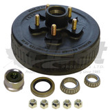 FP08-247-90 10" trailer brake drum, 5 stud 4.5" BC with Quick-Lube dust cap. Fits 3,500 lb Dexter-type axles with electric/hydraulic brakes.