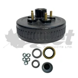 FP08-247-90 10" trailer brake drum, 5 stud 4.5" BC with Quick-Lube dust cap. Fits 3,500 lb Dexter-type axles with electric/hydraulic brakes.