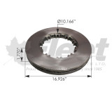 FP802569 air disc rotor, 429.90mm OD, splined hub, no ABS, fits Bendix ADB22 Bendix 802569, 802083, K012741, Dayton 125701, 125804, Meritor M44D76692, M44DH802569, ConMet 10023879, 10025445, 21538404, 2642543C91, Durabrake 76692, Hendrickson S-29152, 29152-17, WABCO 745-802569, Webb 56094PK