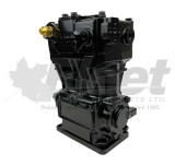 5019445X remanufactured TF-550 pulley-driven air compressor with metric ports for International V8 engines, 13.2 CFM output.