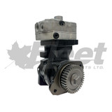 9111545100X air brake compressor, remanufactured for Cummins B-Series, 75mm SS318, flange mount, water-cooled, 15.2 CFM 3955461, 3966513, 4946291, 5286964.
