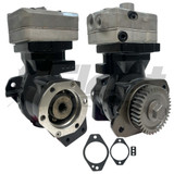 9111545100X air brake compressor, remanufactured for Cummins B-Series, 75mm SS318, flange mount, water-cooled, 15.2 CFM 3955461, 3966513, 4946291, 5286964.