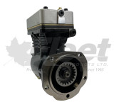 DF-596 Detroit Diesel air brake compressor new, part 5005875, fits Series 60/50 engines, flange mount with 27 CFM capacity.