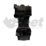 Bendix 5006570X DF-596 reman air brake compressor for Caterpillar 3406E, water-cooled, 2-cylinder, OE replacement. Bendix 5006570X DF-596 reman air brake compressor for Caterpillar 3406E, water-cooled, 2-cylinder, OE replacement.