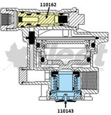Sealco 110200-G relay emergency valve, charging style with ratio feature, 1/4" control and supply ports, 3/4" reservoir, four 3/8" deliveries, 4.5 PSI crack pressure.