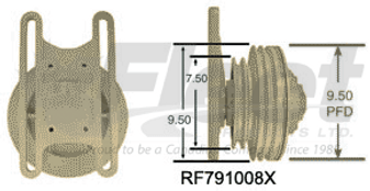 KB791008X HT/S Advantage fan clutch remanufactured, fits Freightliner/Western Star CAT 3406, 9.5" friction plate, dual pulley design, OEM fitment