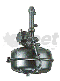 2512140X hydrovac brake booster for Ford F-700 trucks, frame mount, single diaphragm, 12-3/4" diameter, 5/16" inverted flare ports