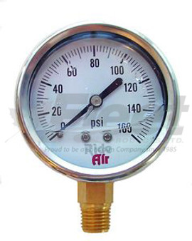 Liquid Pressure Gauge Bottom Mount - 2.5" 0-160 PSI (RA325BL)