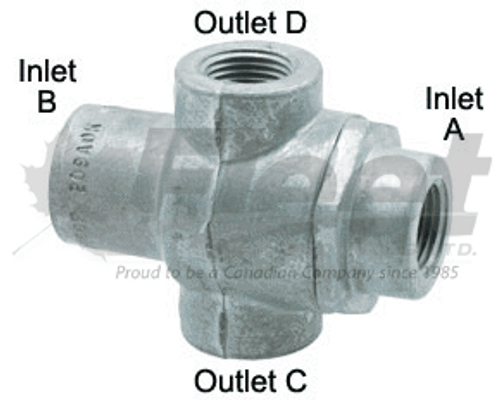 278598-g double check valve for air brake system, 3/8" npt ports, dc-4 type, prevents reverse flow, oem n20966f
