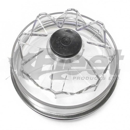 RA4020 Fruehauf threaded hub cap, 6.25" spin-on design with O-ring seal. Replacement for Stemco 340-4975 and Automann 180.10618.