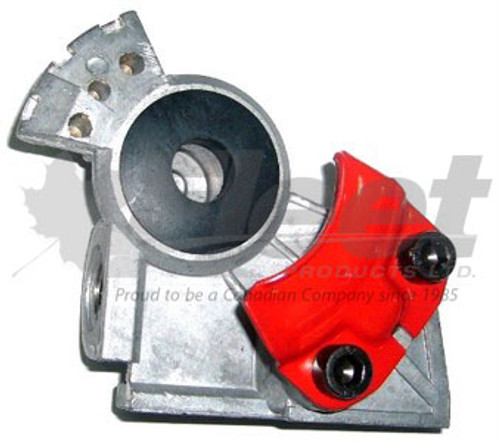 RS441019 37 emergency gladhand, aluminum body with 3/8" ports, red color-coded for tractor-trailer air brake emergency line.