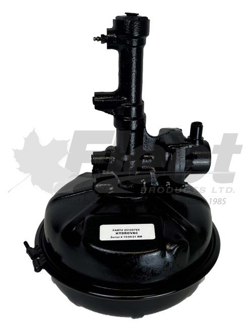 2512076X hydrovac brake booster for IHC trucks, single diaphragm, frame mount, 1/2" ports, 12-3/4" diameter