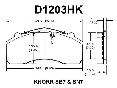 PE1203HK premium disc brake pads for Knorr SB calipers - fits 430 mm rotor systems