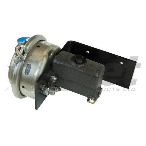 6510l air/hydraulic actuator for trucks, 1000 psi output, left-side mount, 5 1/16" flare port, 3.5 " hydraulic volume