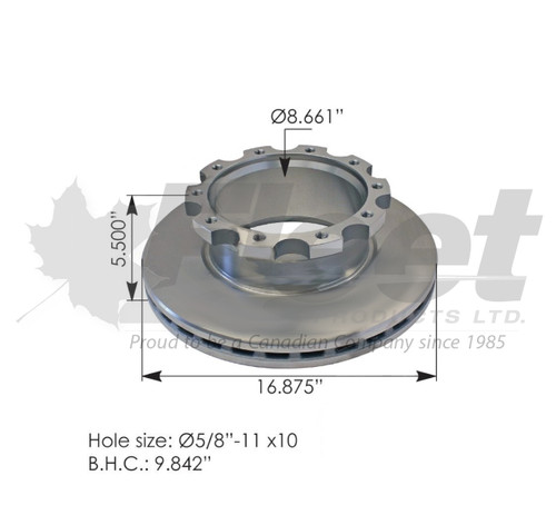 FP802081 430mm UL-style air disc brake rotor for Bendix ADB22X 138mm pilot systems