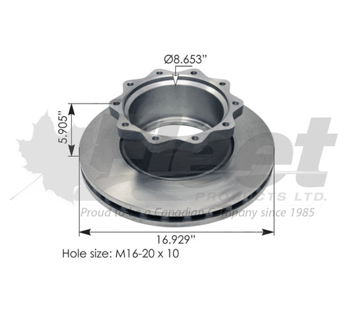 FP76613 Air Disc Brake Rotor PAN22 UL-style IMT axle 430mm 76613, ATR430150220, CT807, M44AD6613, Meritor M44D76613, Abex ADR180718, Durabrake 76613, Webb 55032PK-65, IMT 70007IMT, Automann 153.110707