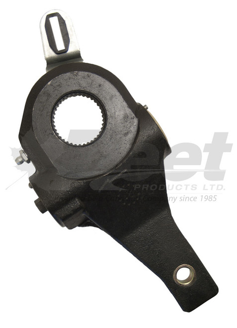 Automatic 10 spline, 1 1/2" cam, 5.5" arm slack adjuster for drive axle drum brakes, red piston, forged steel, OEM replacement.