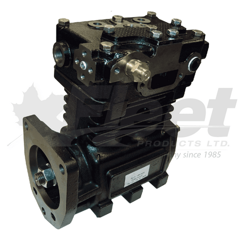 109861X TF-550 CAT air brake compressor, 13.2 CFM, flange mount, threaded shaft, top/left outlet, fits CAT C15, 3406