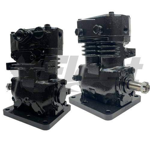 286586X TF-501 base mount air compressor with left inlet and outlet, flange discharge, remanufactured for trucks OE: 286586, 286591X, 286560